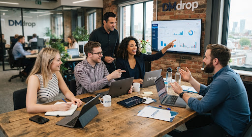 The DMdrop team working together